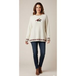 Vintage Shenandoah Embroidered Cardinal Cotton Grandma‎ Sweater Womens Medium